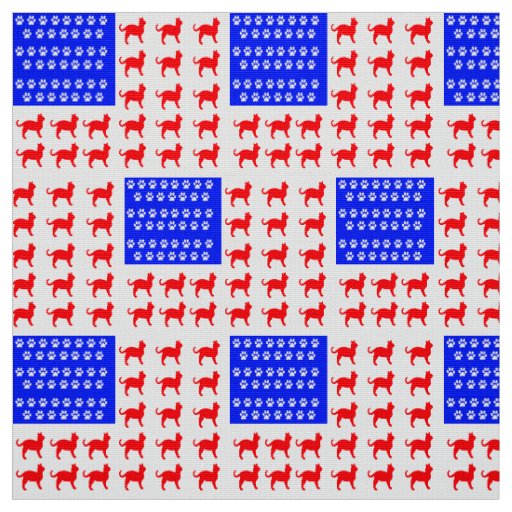 Cat and Paw Flag Fabric