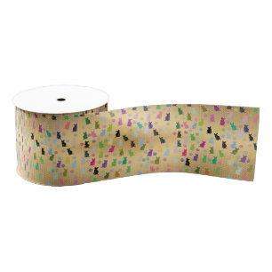 Cat and Paws Pattern Grosgrain Ribbon
