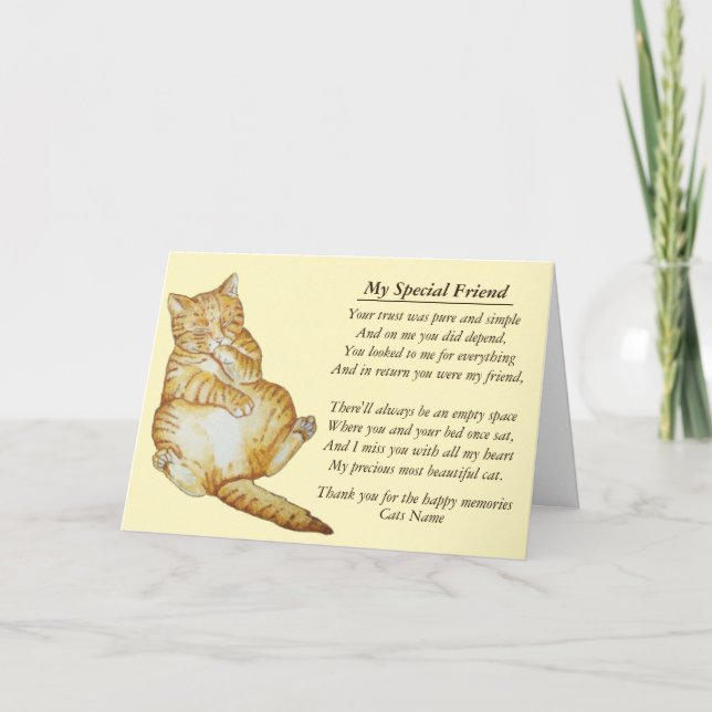 cat and pet sympathy original poem card (Front)