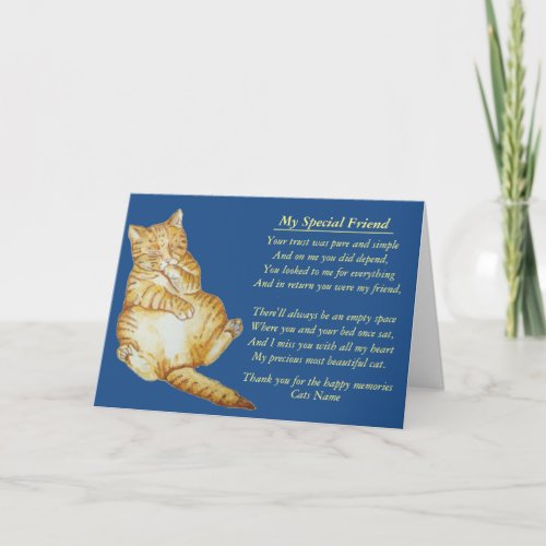 cat and pet sympathy original poem card
