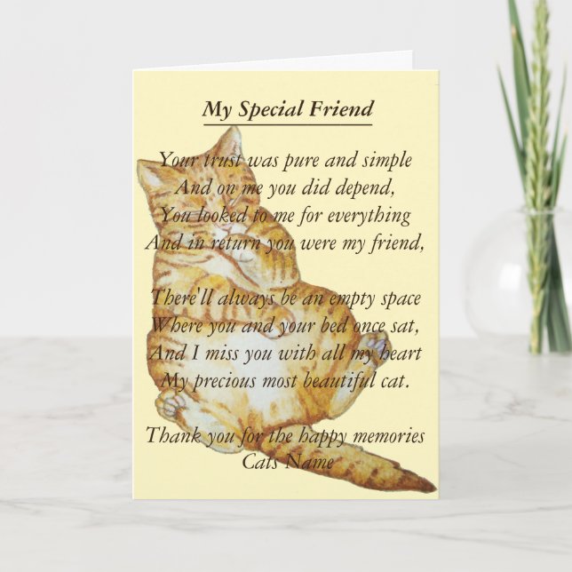 cat and pet sympathy original poem card (Front)