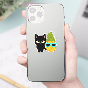 cat and pineapple are best friends sticker