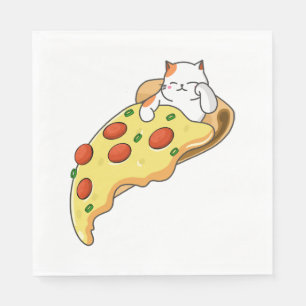 Cat and Pizza Napkins