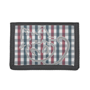 Cat and Plaid Pattern Cute Tri-fold Wallet