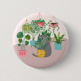 Cat and Plants Button