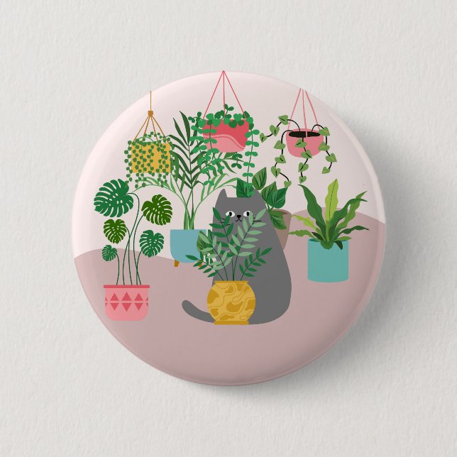 Cat and Plants Button (Front)