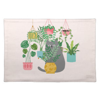 Cat and Plants Cloth Placemat