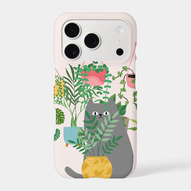 Cat and Plants iPhone Case (Back)