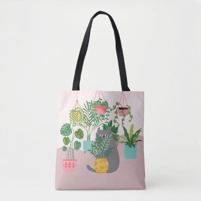 Cat and Plants Tote Bag (Front)
