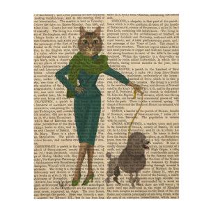Cat and Poodle Wood Wall Art