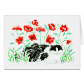 Cat and Poppies card (Front Horizontal)