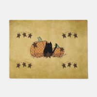 Cat And Pumpkins  Doormat