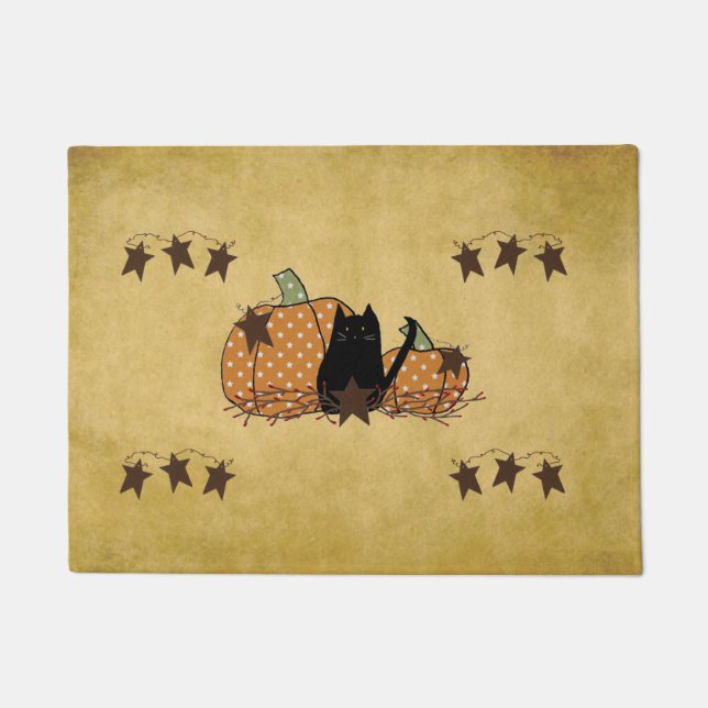 Cat And Pumpkins  Doormat (Front)
