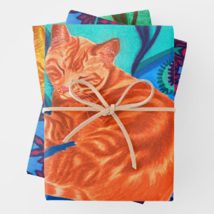 Cat and Quilt Wrapping Paper Sheets