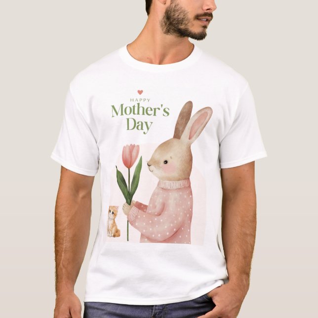 Cat and rabbit design t-shirt (Front)