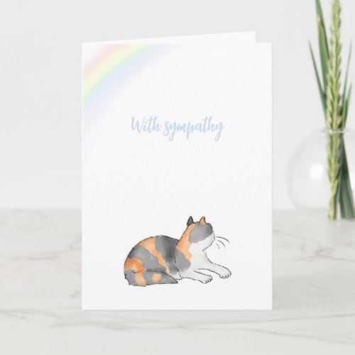 Cat and rainbow pet loss sympathy card