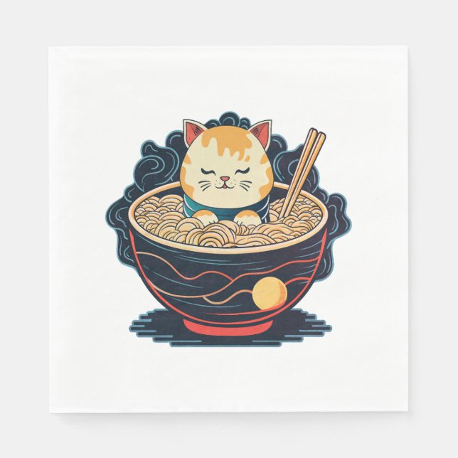 Cat and ramen napkins (Front)