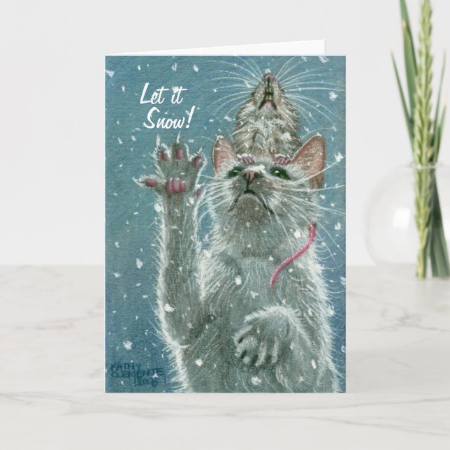 Cat and Rat Greeting Card, Let it Snow! Holiday Card (Front)