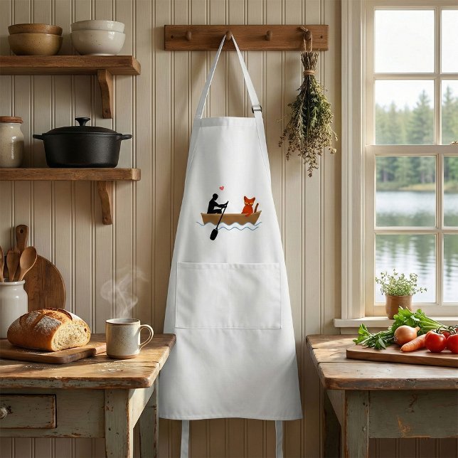 Cat and Rower in Boat Funny Whimsical Pet Lover  Adult Apron (Creator Uploaded)