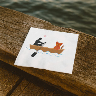 Cat and Rower in Boat Funny Whimsical Pet Lover Napkins