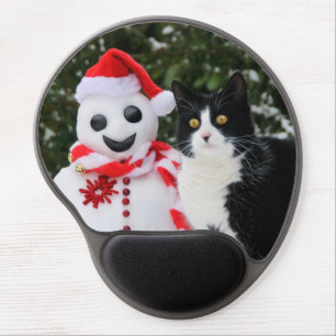 Cat and Santa Snowman Christmas Funny, ergonomic Gel Mouse Pad