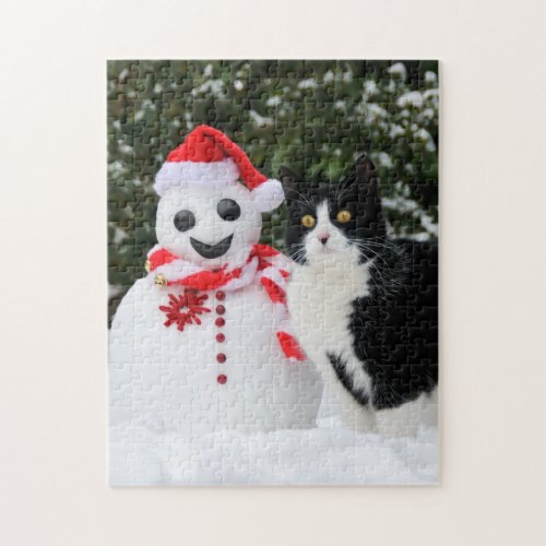 Cat and Santa Snowman Funny Christmas _ Jigsaw Puzzle