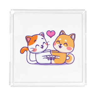 Cat And Shiba Inu Acrylic Tray