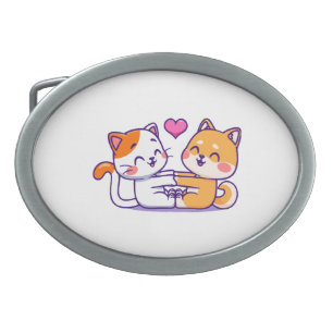 Cat And Shiba Inu Belt Buckle