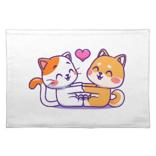 Cat And Shiba Inu Cloth Placemat