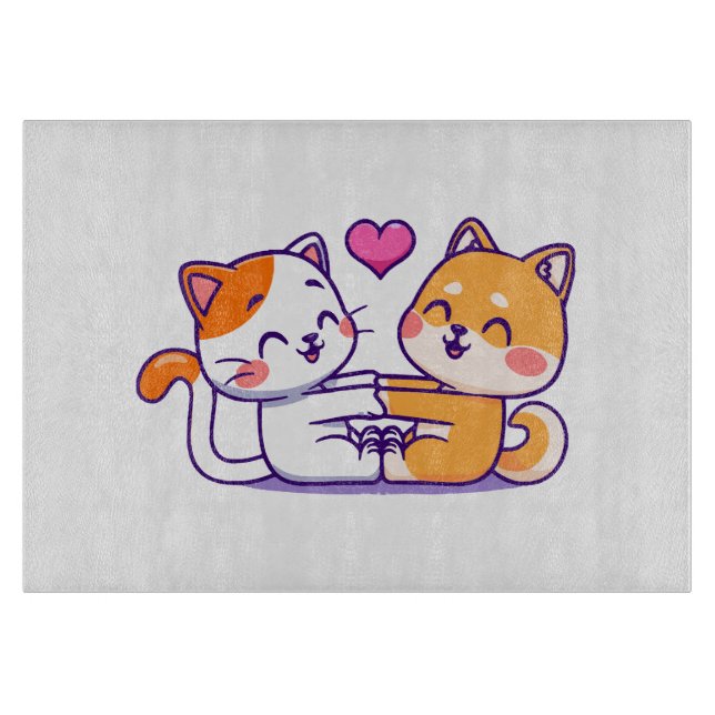Cat And Shiba Inu Cutting Board (Front)