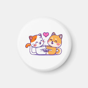 Cat And Shiba Inu Magnet