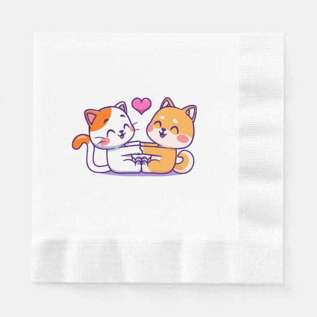 Cat And Shiba Inu Napkins (Front)