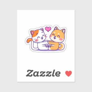 Cat And Shiba Inu Sticker
