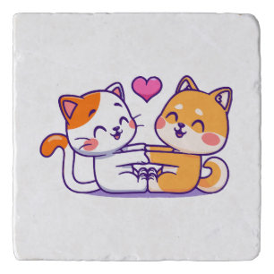 Cat And Shiba Inu Trivet