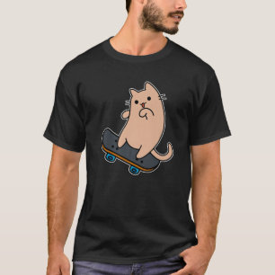 Cat And Skateboard Skateboarding Funny Cartoon Kit T-Shirt