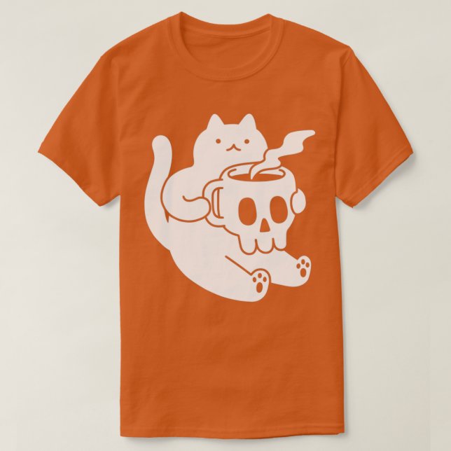 Cat and Skull Mug T-Shirt (Design Front)