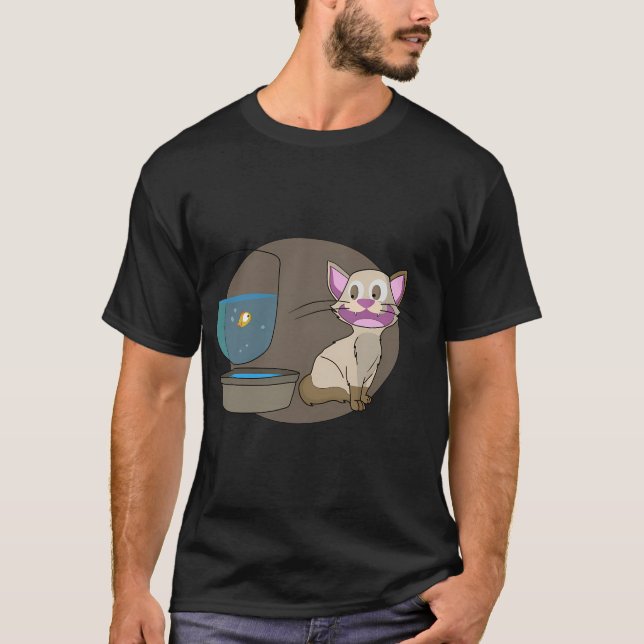 Cat and small fish T-Shirt (Front)