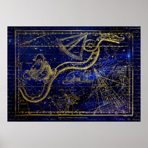 cat and snake constellation poster