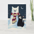 Cat and Snow Cat at Night Christmas Card