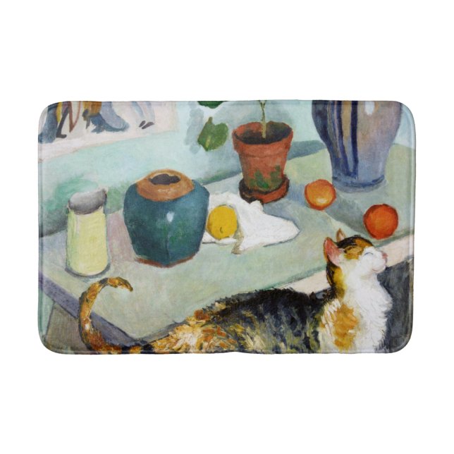 Cat and Still Life, August Macke Bath Mat (Front)