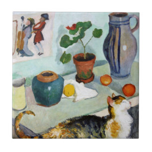 Cat and Still Life, August Macke Ceramic Tile