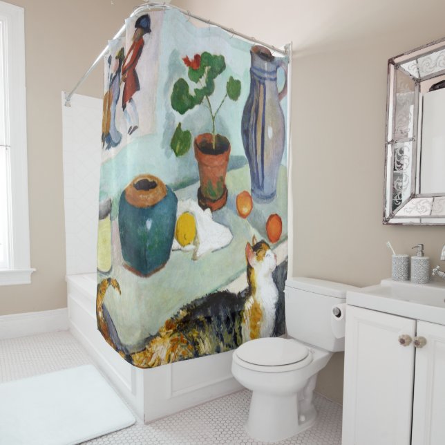 Cat and Still Life, August Macke Shower Curtain (In Situ)