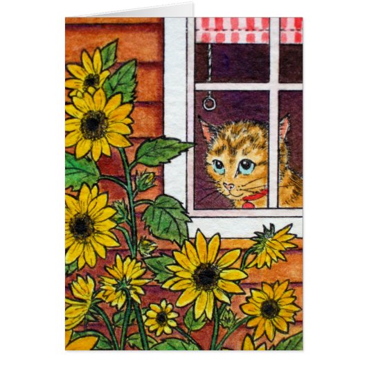 cat and sunflower cards (Front)