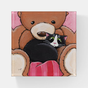 Cat and Teddy Bear Paperweight