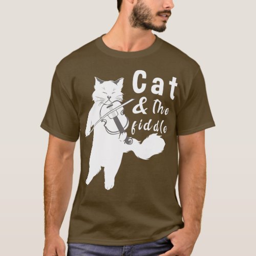 Cat and the Fiddle cat playing the violin T_Shirt