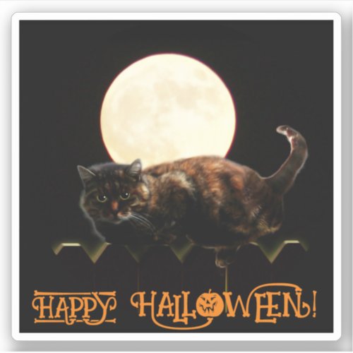 Cat and the Full Moon Sticker