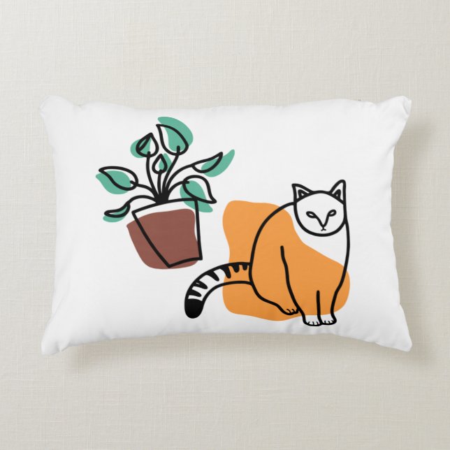 Cat and the plant accent pillow (Front)