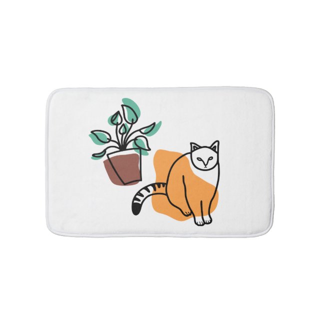 Cat and the plant bath mat (Front)