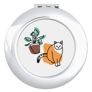 Cat and the plant compact mirror