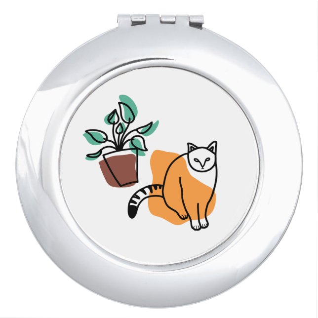 Cat and the plant compact mirror (Front)